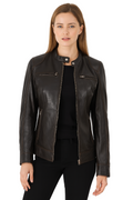 Womens Riley Dodge Rub Off Brown Cafe Racer Jacket