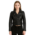 Womens Urban Chic Cropped Leather Biker Jacket