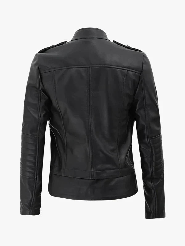 Zenith Fit Women's Black Asymmetrical Leather Jacket - Premium Quality Real Leather Jacket