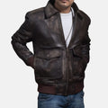 A2 Distressed Aviator Brown Bomber Leather Jacket - Jack Briton