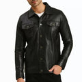 Alex Black Real Leather Trucker Jacket - Jack Briton