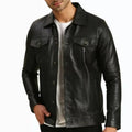 Alex Black Real Leather Trucker Jacket - Jack Briton