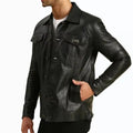 Alex Black Real Leather Trucker Jacket - Jack Briton