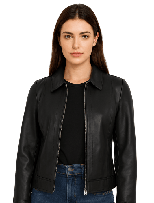 Blake Women’s Black Harrington Leather Jacket - Jack Briton
